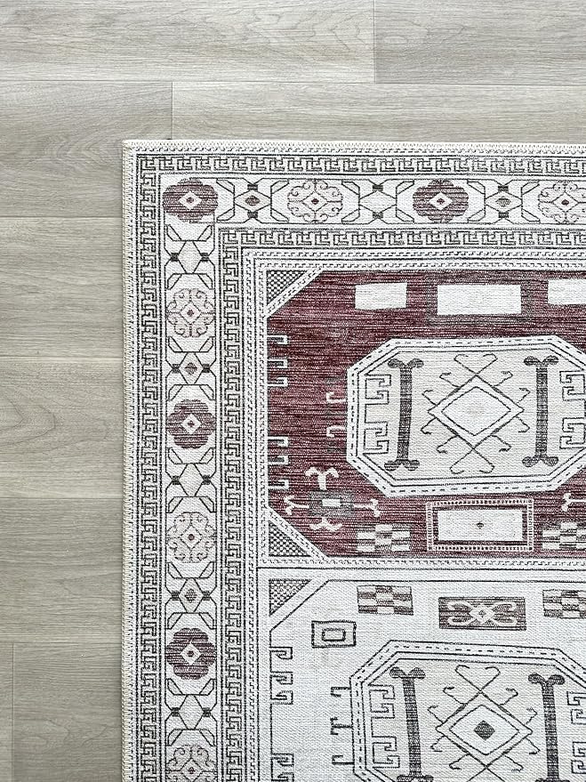 Fame Living Faded Oushak Rug, Turkish Vintage Floral Pastel Large Oversized Area Rugs for Living Room Dining Bedroom Kitchen Bathroom Nursery (848CrRd, 7'5" x 9'8")
