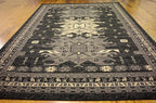 Unique Loom Taftan Collection Border Geometric Tribal Inspired Design Area Rug (9' 10 x 13' 0 Rectangular, Black/ Gray)