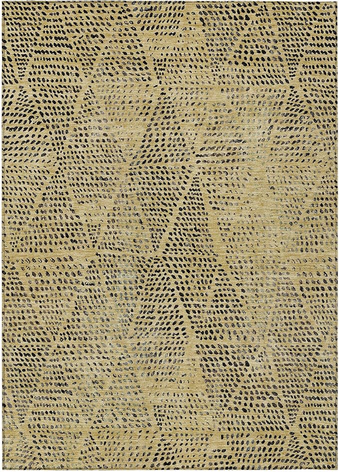 Addison Rugs Chantille ACN591 Gold 9' x 12' Indoor Outdoor Area Rug, Easy Clean, Machine Washable, Non Shedding, Bedroom, Living Room, Dining Room, Kitchen, Patio Rug