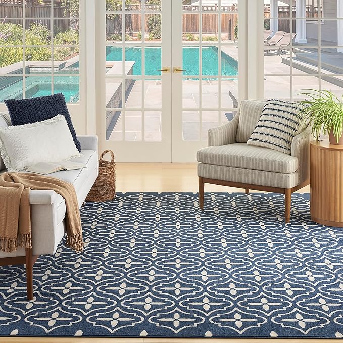 Nourison Home Nourison Essentials Navy Ivory 6' x 9' Area Rug - Easy Clean, Non Shedding, Bed Room, Living Room, Dining Room, Kitchen (6' x 9')