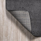 Eyely UES100I-212 Supersoft Haze Solid Low-Pile Indoor Runner Rug, Coastal, Bohemian, Minimalist, Classic, Casual for Bedroom,Kitchen,Living Room,Non Shedding,Easy-Washing, Black, 2 X 12