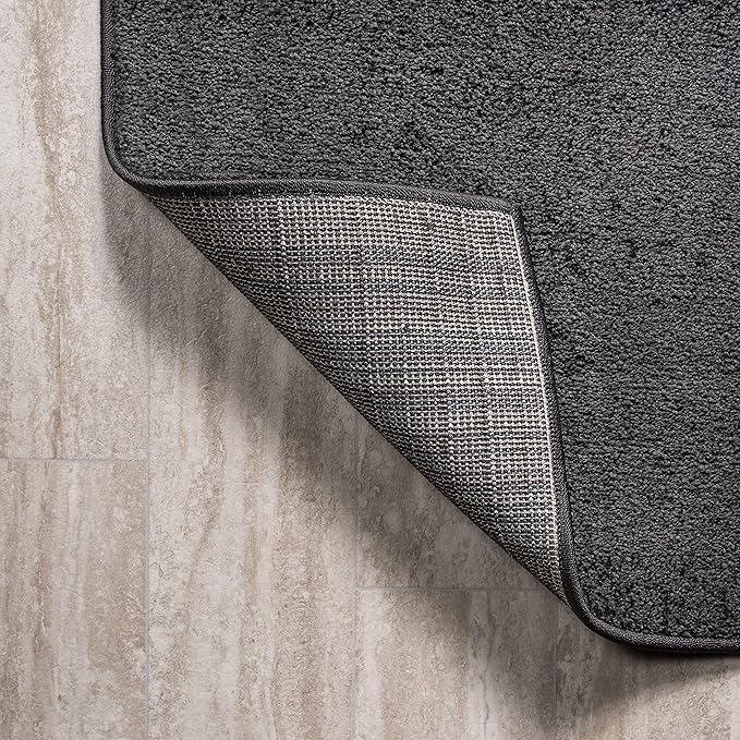 Eyely UES100I-15 Supersoft Haze Solid Low-Pile Indoor Area Rug, Coastal, Bohemian, Minimalist, Classic, Casual for Bedroom,Kitchen,Living Room,Non Shedding,Easy-Washing, Black, 12 X 15
