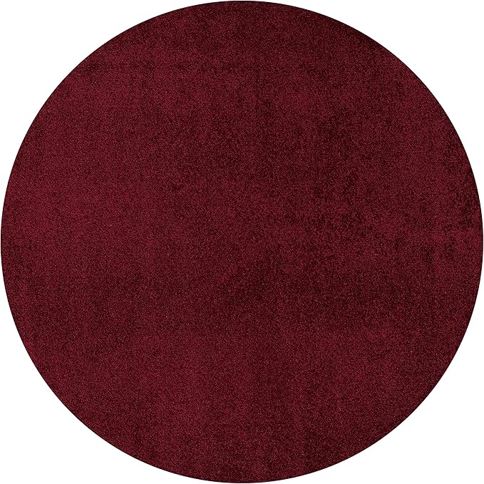 JONATHAN Y Haze Solid Low-Pile Dark Red 5' Round Indoor Area Rug, Coastal,Bohemian,Minimalist,Classic, Easy-Cleaning for Living Room,Bedroom,Kitchen,Pet Friendly,Non-Shedding (SEU100Q-5R)