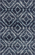SAFAVIEH Adirondack Collection Accent Rug - 4' x 6', Navy & Ivory, Modern Diamond Distressed Design, Non-Shedding & Easy Care, Ideal for High Traffic Areas in Entryway, Living Room, Bedroom (ADR131N)
