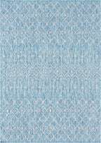 Unique Loom Outdoor Trellis Collection Area Rug - Tribal Trellis (8' x 8' Rectangle, Aqua/ Ivory)