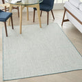 Nourison Home Courtyard Ivory Aqua 5' x 7' Area Rug - Easy Clean, Non Shedding, Bed Room, Living Room, Dining Room, Kitchen (5' x 7')