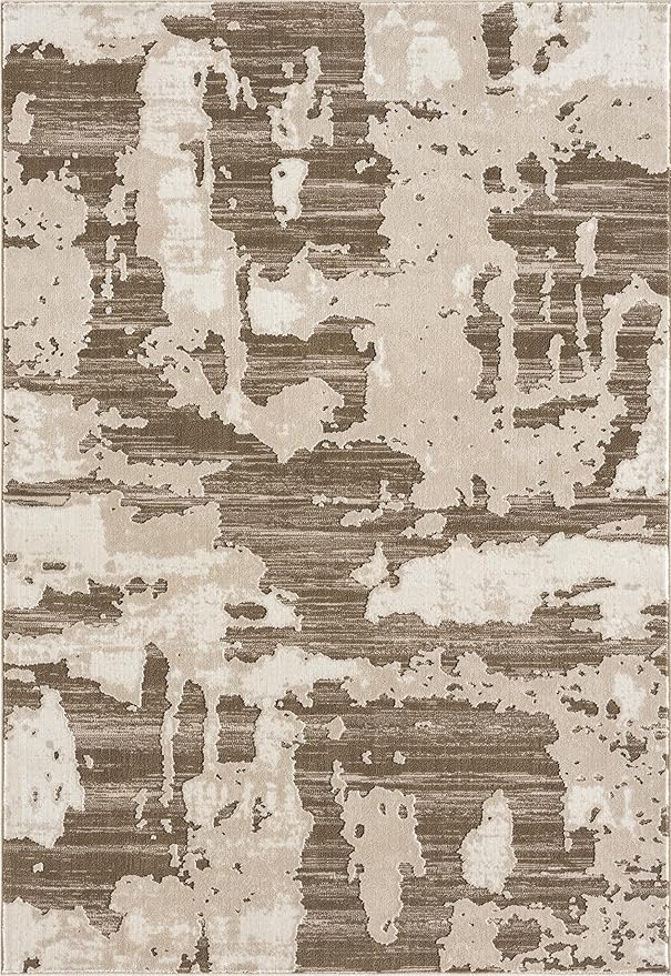 Abani Terra Area Rug for Living Room, Bedroom - Abstract Pattern - Brown Cream - 9' x 12' - Durable & Easy to Clean