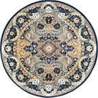 Unique Loom Narenj Collection Area Rug - Glasgow (5' 3" Round Navy Blue/Blue)