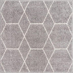 Unique Loom Trellis Frieze Collection Area Rug - Geometric (3' Square, Light Gray/ Ivory)
