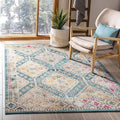 SAFAVIEH Madison Collection Area Rug - 6' x 9', Dark Blue & Yellow, Boho Diamond Distressed Design, Non-Shedding & Easy Care, Ideal for High Traffic Areas in Living Room, Bedroom (MAD418N)