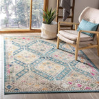 SAFAVIEH Madison Collection Area Rug - 5' x 7', Dark Blue & Yellow, Transitional Design, Slip Resistant & Stain Resistant, Ideal for High Traffic Areas in Living Room, Bedroom & Dining Room