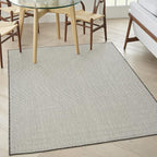 Nourison Home Courtyard Ivory Charcoal 5' x 7' Area Rug - Easy Clean, Non Shedding, Bed Room, Living Room, Dining Room, Kitchen (5' x 7')