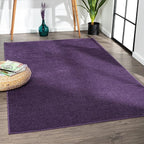 Eyely UES100N-5 Supersoft Haze Solid Low-Pile Indoor Area Rug Casual;Contemporary;Solid;Traditional, Bedroom, Kitchen, Living Room, Easy-Cleaning, Non-Shedding, 5 X 8, Purple