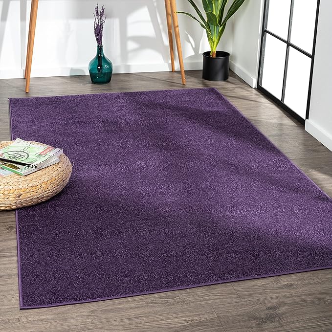Eyely UES100N-14 Supersoft Haze Solid Low-Pile Indoor Area Rug, Coastal, Bohemian, Minimalist, Classic, Casual for Bedroom,Kitchen,Living Room,Non Shedding,Easy-Washing, Purple, 10 X 14