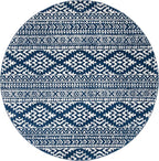 SAFAVIEH Tulum Collection Area Rug - 6'7" Round, Navy & Ivory, Moroccan Boho Tribal Design, Non-Shedding & Easy to Clean, Ideal for Living Room, Bedroom, Dining Space (TUL272N)