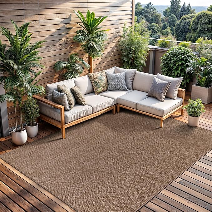 CAMILSON Outdoor Rug 5x7 Modern Area Rugs for Indoor and Outdoor Patios and Porches - Waterproof, Washable, Non-Shedding, Easy-to-Clean Outside Carpet (5 x 7, Solid - Jute)