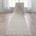 Well Woven Custom Size Runner - Choose Your Length - Ainsley Ivory Diamond Trellis Geometric Tribal - 31 Inches Wide x 9 Feet Long Runner (31" x 9' Runner) Rug