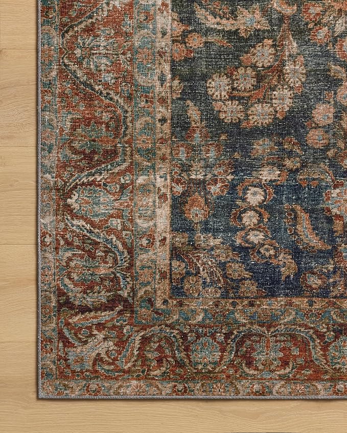 Loloi Chris Loves Julia Jules Collection JUL-10 Ocean/Spice 2'-0" x 5'-0", .13" Pile Height, Area Rug
