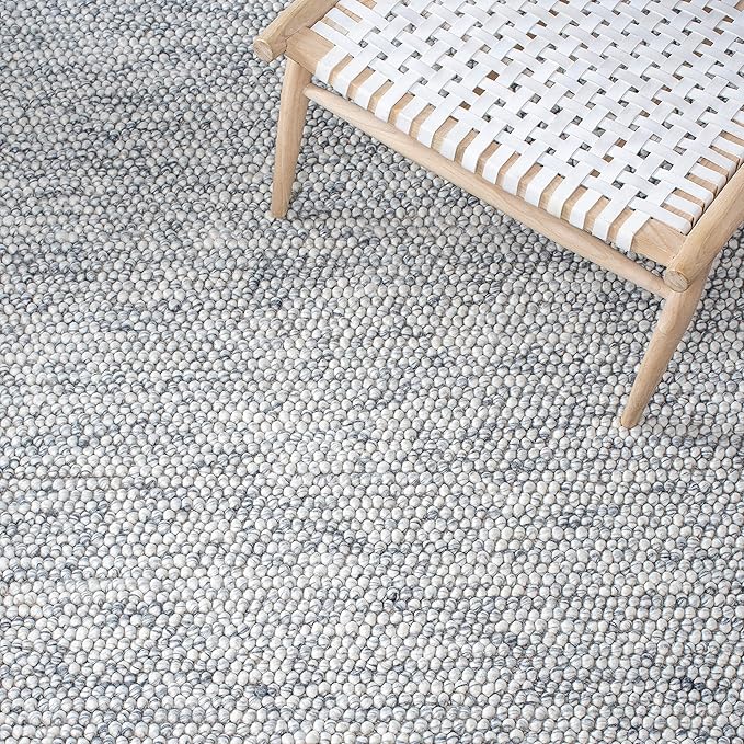 SAFAVIEH Natura Collection Accent Rug - 2'3" x 4', Light Grey & Ivory, Handmade Wool Blend, Textured Design, Ideal for Hallway, Bedroom, Foyer (NAT620G)