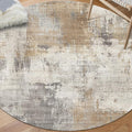 ReaLife Rugs Machine Washable Area Rug - Living Room Bedroom Bathroom Kitchen Entryway Office - Padded Low Pile Stain Resistant Premium - Modern Abstract Contemporary - Quinn - Beige 4' Round