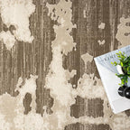 Abani Terra Area Rug for Living Room, Bedroom - Abstract Pattern - Brown Cream - 9' x 12' - Durable & Easy to Clean