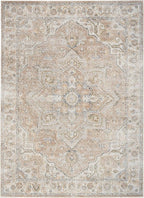 Nourison Home Astra Machine Washable Beige 6'7" x 9' Area Rug - Easy Clean, Non Shedding, Bed Room, Living Room, Dining Room, Kitchen (7' x 9')