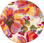 Rugshop Multi Bright Flowers Non Slip Non-Shedding Round Area Rug for Living Room, Dining Room and Bedroom, 8'
