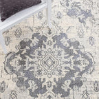 SAFAVIEH Monaco Collection Accent Rug - 3' x 5', Ivory & Grey, Boho Chic Medallion Distressed Design, Non-Shedding & Easy Care, Ideal for High Traffic Areas in Entryway, Living Room, Bedroom (MNC243B)