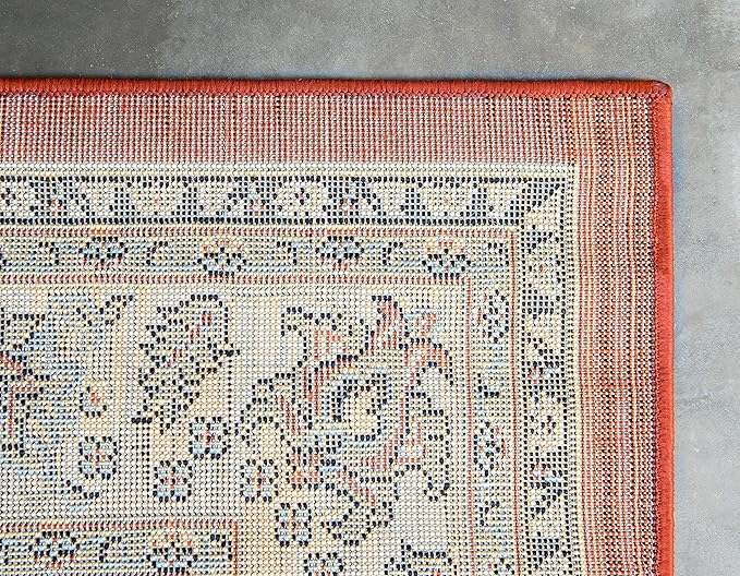 Unique Loom Sialk Hill Collection Area Rug - Washington (7' 10" x 10' Rectangle Terracotta/Cream)