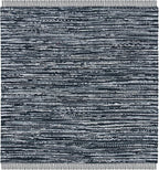 SAFAVIEH Rag Rug, Collection Area Rug - 4' Square, Black, Handmade Boho Stripe Cotton, Ideal for High Traffic Areas in Living Room, Bedroom (RAR121Z)
