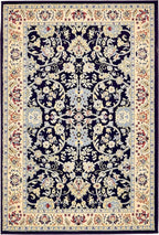 Unique Loom Sialk Hill Collection Area Rug - Washington (4' 1" x 6' 1" Rectangle Navy Blue/Cream)