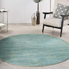 Nourison Home Nourison Essentials Blue Green 6' x Round Area Rug - Easy Clean, Non Shedding, Bed Room, Living Room, Dining Room, Kitchen (6' x Round)