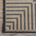 Nuloom Asha Dark Grey/Ivory, 9'6" x 12', Casual, Striped Border, Soft and Cozy, High Traffic, Stain Resistant, Easy Clean, Durable Area Rug for Indoor/Outdoor Patio, Deck, Porch, Garden, Courtyard