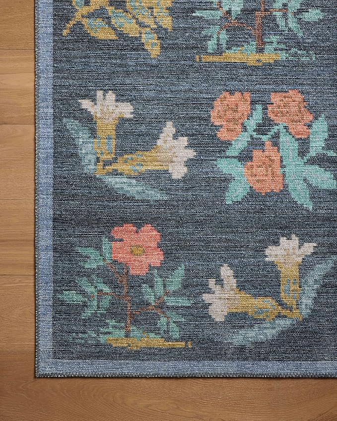 Loloi Rifle Paper Co. Rosa Collection RSA-03 Navy 5'-0" x 7'-6" Area Rug