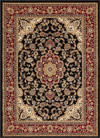 Well Woven Barclay Collection Medallion Kashan Black 8x10 Area Rug - for Living Room, Bedroom, and Dining Room