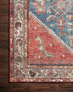 Loloi Layla Collection LAY-10 Marine/Clay 5'-0" x 7'-6" .13" Thick Area Rug, Soft, Durable, Vintage Inspired, Distressed, Low Pile, Non-Shedding, Easy Clean, Printed, Living Room Rug