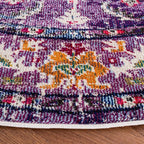 SAFAVIEH Monaco Collection Area Rug - 6'7" Round, Violet & Fuchsia, Boho Chic Medallion Distressed Design, Non-Shedding & Easy Care, Ideal for High Traffic Areas in Living Room, Bedroom (MNC243P)