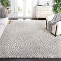 SAFAVIEH Area Rug 8x10 - Hudson Shag Collection - Large - Ivory & Grey, Chevron Pattern, Non-Shedding & Easy Cleaning, Ultra Plush Thick Pile, Ideal for Living Room, Bedroom, Dining Space (SGH375A)