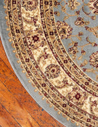Unique Loom Voyage Collection Traditional Oriental Classic Intricate Design Area Rug (8' 0 x 8' 0 Round, Light Blue/Gold)