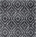 SAFAVIEH Adirondack Collection Area Rug - 6' Square, Black & Ivory, Modern Diamond Distressed Design, Non-Shedding & Easy Care, Ideal for High Traffic Areas in Living Room, Bedroom (ADR131A)