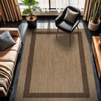 CAMILSON Outdoor Rug 6x9 - Modern Outside Rugs for Patios Porches Waterproof Durable Washable Non-Shedding, Easy-to-Clean Indoor Outdoor Area Carpet (6 x 9, Bordered - Jute)