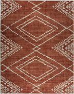 ReaLife Rugs Machine Washable Area Rug - Living Room Bedroom Bathroom Kitchen Entryway Office - Padded Low Pile Stain Resistant Premium - Moroccan Diamond Tribal - Jax - Orange 6' x 8'
