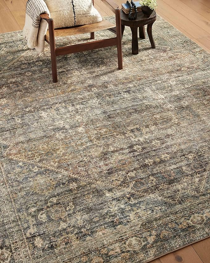 Loloi Amber Lewis Morgan Collection MOG-05 Spice/Lagoon 5'-0" x 7'-0" 38" Thick Area Rug feat. CloudPile, Neutral, Room Décor, Vintage Inspired, Livingroom, Bedroom, Dining Area