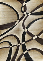 GLORY RUGS Modern Area Rug 4x6 Beige Swirls Carpet Bedroom Living Room Contemporary Dining Accent Sevilla Collection 4816A (Brown)