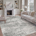 8x10 Grey Area Rug Washable Modern Abstract Living Room Carpet Non Slip Neutral Low Pile Soft Contemporary Gray Bedroom Large Rug Indoor Office Dining Room Playroom