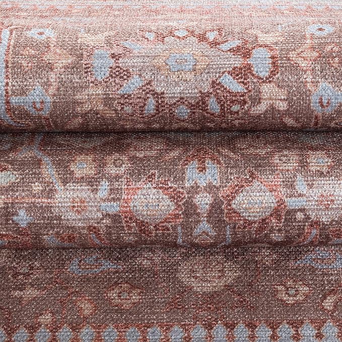 Fame Living Washable Area Rug. Modern Farmhouse. Vintage. Turkish. Bohemian. Distressed. Oriental. Traditional. Rugs for Living Room. Dining. Bedroom. Office. Entryway. Foyer. (860TT, 7'5" x 9'8")