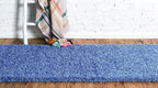 Unique Loom Solid Shag Collection Area Rug (2' 6" x 16' 5" Runner, Periwinkle Blue)