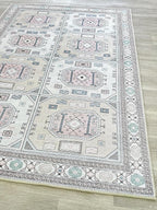 Fame Living Faded Oushak Rug, Turkish Vintage Floral Pastel Large Oversized Area Rugs for Living Room Dining Bedroom Kitchen Bathroom Nursery (848CrNv, 2' x 3')