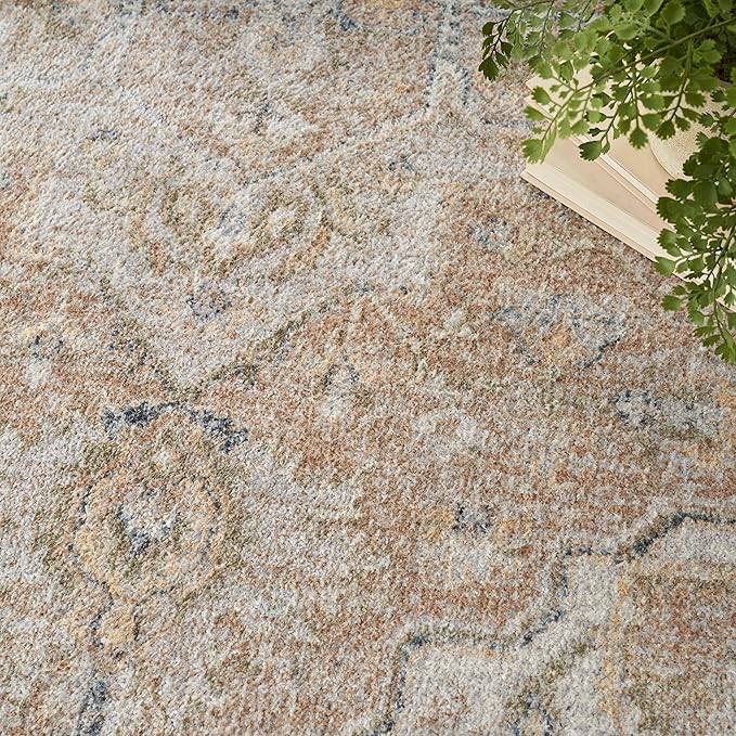 Nourison Home Astra Machine Washable Beige 5'3" x 7' Area Rug - Easy Clean, Non Shedding, Bed Room, Living Room, Dining Room, Kitchen (5' x 7')