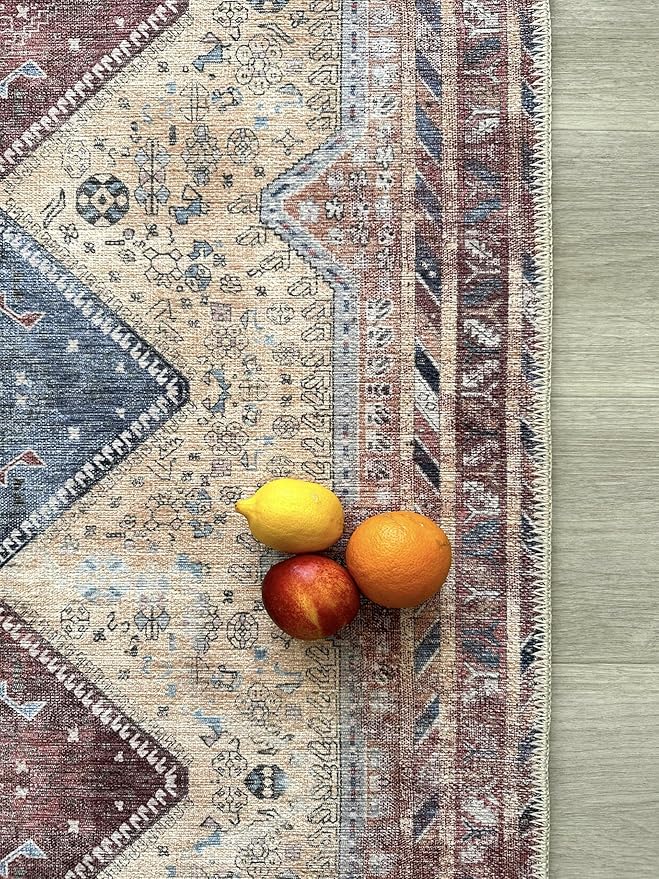 Fame Living Washable Area Rug. Modern Farmhouse. Vintage. Turkish. Bohemian. Distressed. Oriental. Traditional. Rugs for Living Room. Dining. Bedroom. Office. Entryway. Foyer. (863TT, 7'5" x 9'8")